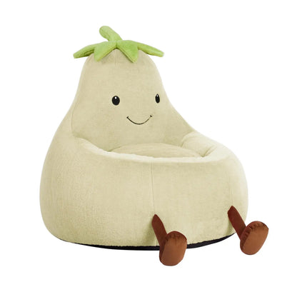 Modern 24-31 Inch High Rebound Memory Foam Bean Bag Chair - Lazy Floor Sofa, Memory Lounge Couch, Modern Sofas, Beige Purple Eggplant Design Padded Furniture for Kids