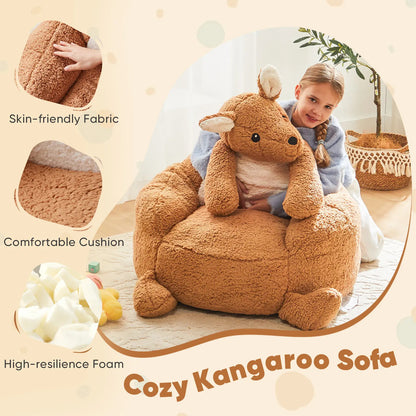 Kids Bean Bag Chair, Stuffed Toddler Couch with Faux Rabbit Fur Cover for Teens & Kids, Comfy Lazy Sofa Chair for Reader, Living Room, Bedroom, Aged 4-12 Years