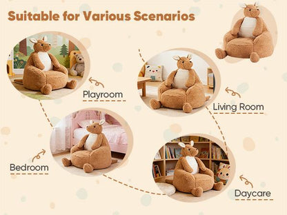 Kids Bean Bag Chair, Stuffed Toddler Couch with Faux Rabbit Fur Cover for Teens & Kids, Comfy Lazy Sofa Chair for Reader, Living Room, Bedroom, Aged 4-12 Years
