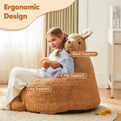 Kids Bean Bag Chair, Stuffed Toddler Couch with Faux Rabbit Fur Cover for Teens & Kids, Comfy Lazy Sofa Chair for Reader, Living Room, Bedroom, Aged 4-12 Years