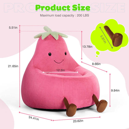 Modern 24-31 Inch High Rebound Memory Foam Bean Bag Chair - Lazy Floor Sofa, Memory Lounge Couch, Modern Sofas, Beige Purple Eggplant Design Padded Furniture for Kids