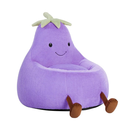 Modern 24-31 Inch High Rebound Memory Foam Bean Bag Chair - Lazy Floor Sofa, Memory Lounge Couch, Modern Sofas, Beige Purple Eggplant Design Padded Furniture for Kids